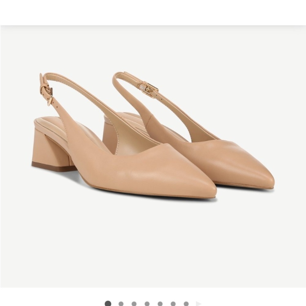NEW Franco Sarto Racer Pumps Short Heels Sling backs Nude Size 8 NIB